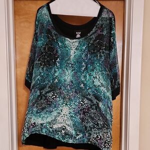 a.n.a Women's Teal and Black Blouse